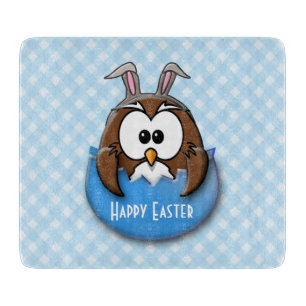 Easter owl - blue cutting board
