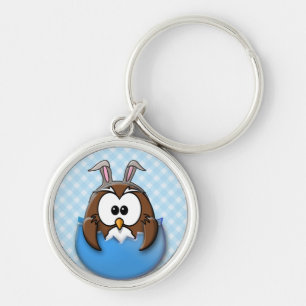 Easter owl - blue key ring