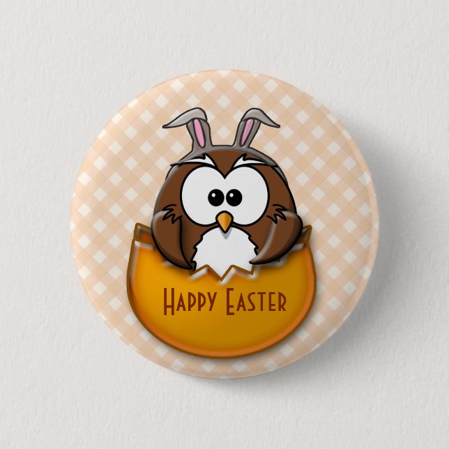Easter owl - orange 6 cm round badge (Front)