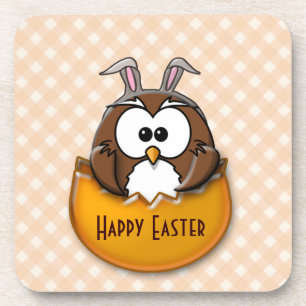 Easter owl - orange coaster