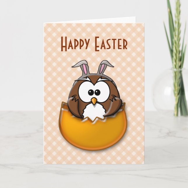 Easter owl - orange holiday card (Front)