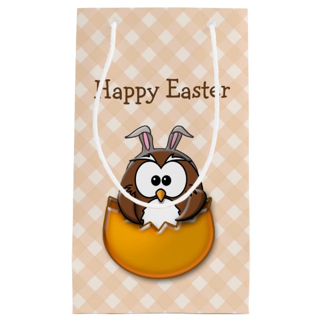 Easter owl - orange small gift bag (Front)