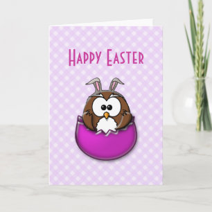 Easter owl - pink holiday card