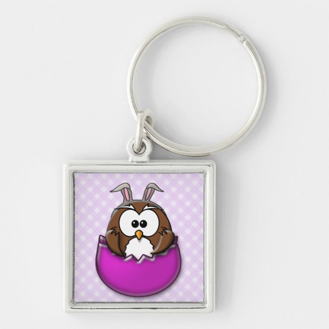 Easter owl - pink key ring (Front)