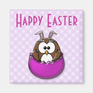 Easter owl - pink magnet