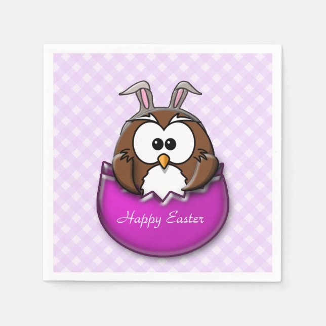 Easter owl - pink napkin (Front)