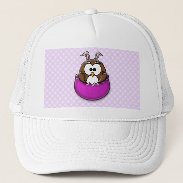 Easter owl - pink trucker hat (Front)
