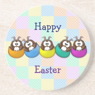 Easter owl - rainbow coaster