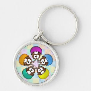 Easter owl - rainbow key ring