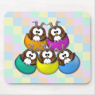 Easter owl - rainbow mouse mat