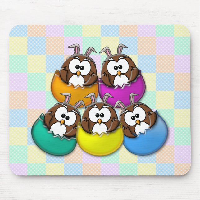 Easter owl - rainbow mouse mat (Front)