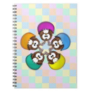 Easter owl - rainbow notebook