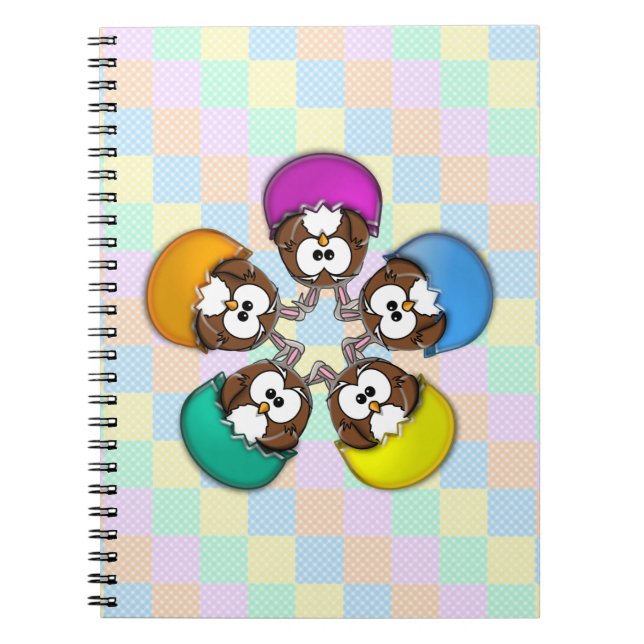 Easter owl - rainbow notebook (Front)
