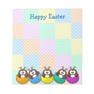 Easter owl - rainbow notepad