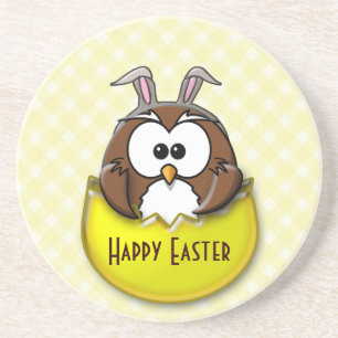 Easter owl - yellow coaster