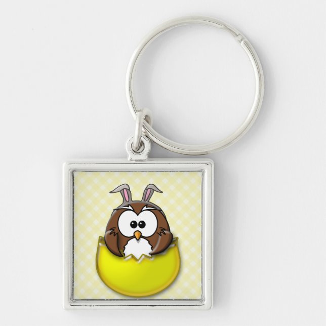 Easter owl - yellow key ring (Front)