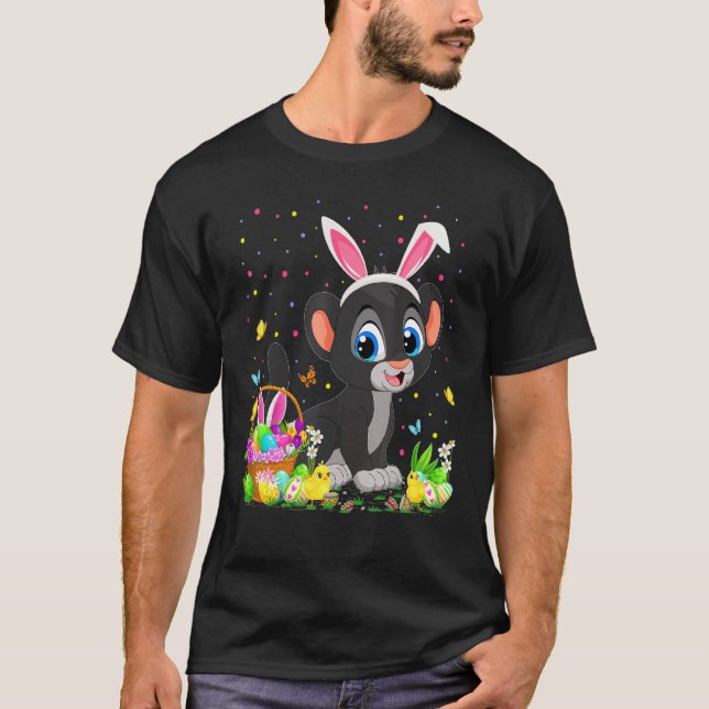 Easter Panther Bunny Egg Hunting Panther Easter Su T-Shirt (Front)
