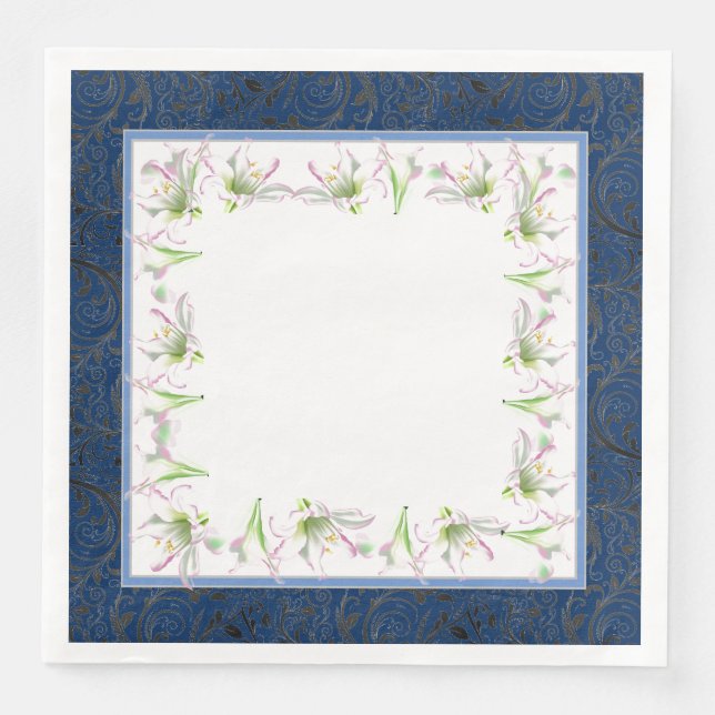 Easter Paper Napkin He Is Risen Easter Lilies (Front)