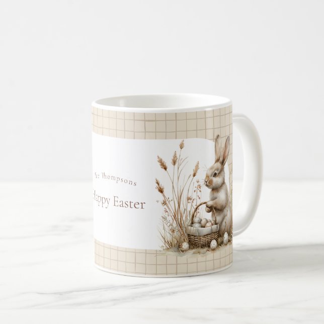 Easter Party Bunny Beige Boho Coffee Mug (Front Right)