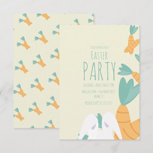 Easter Party Carrot Bunny Event Invitation (Front/Back)