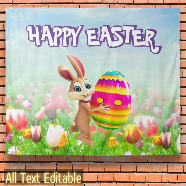 Easter Party Easter Bunny Egg Hunt Spring Flowers Tapestry (Creator Uploaded)