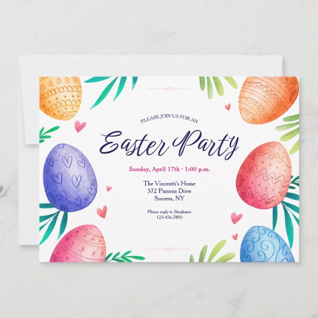 Easter Party Egg Border Invitation (Front)