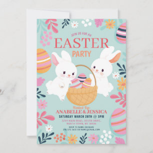 Easter Party Egg Hunt Flower Party Pink Invite