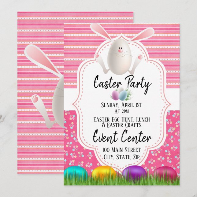 Easter Party Invitation Card (Front/Back)