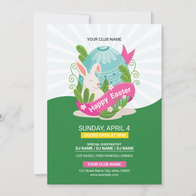 Easter Party Invitation Flyer Template (Front)