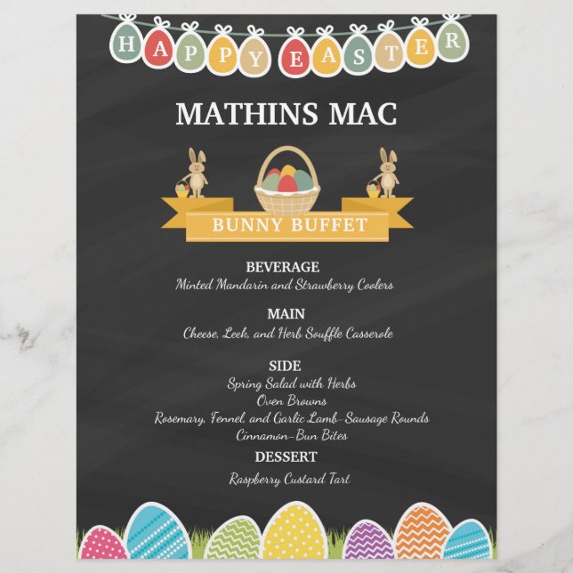 Easter Party Menu Card Template (Front)