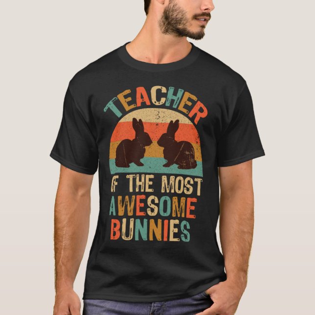 Easter Party Teacher Awesome Bunnies Retro Style W T-Shirt (Front)