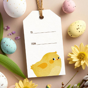 Easter party with little yellow chicken gift tags