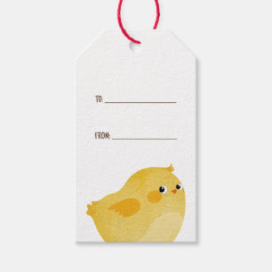 Easter party with yellow watercolour baby chicken gift tags