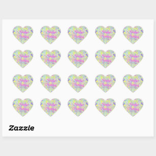 Easter Pastel Abstract Heart Stickers - Birthday