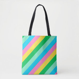 Easter Pastel Colours Pink Blue Stripes Tote Bag