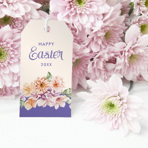 Easter Pastel Peach Floral Customisable Gift Tags