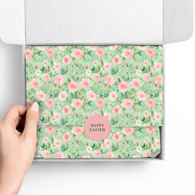 Easter Pastel Pink & Green Florals Tissue Paper (Creator Uploaded)