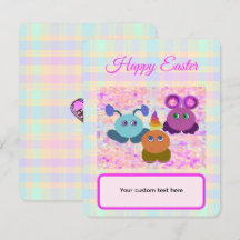 Easter Pastel Plaid Flat Card with Envelope