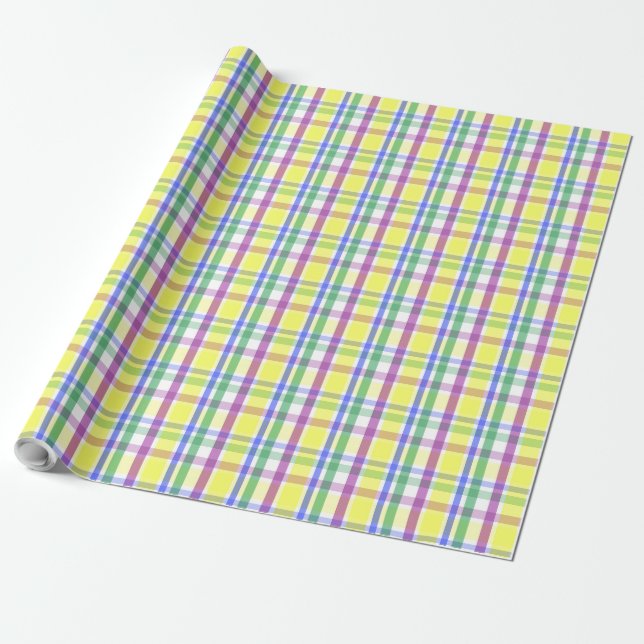 Easter Pastel Plaid Spring Pattern Wrapping Paper (Unrolled)