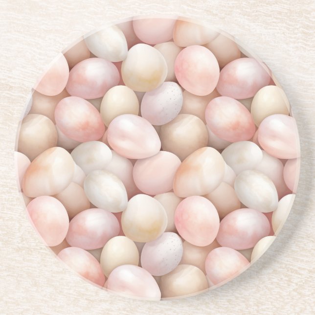 Easter Peach Pink Eggs   Coaster (Front)