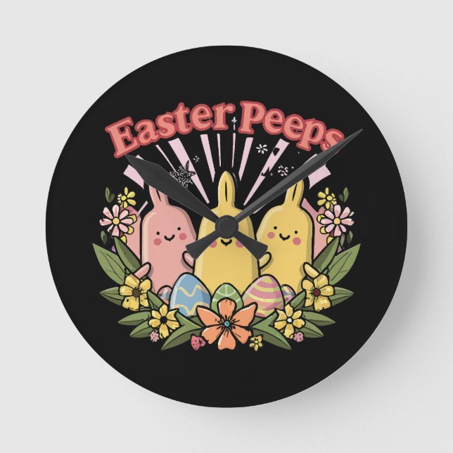 Easter Peeps Round Clock (Front)