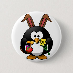 Easter Penguin 6 Cm Round Badge