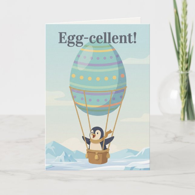 Easter Penguin Adventure | Whimsical Spring Art Holiday Card (Front)