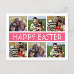 Easter Personalised Photo Collage Postcard Pink