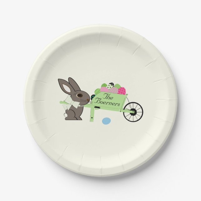 Easter Personalised Rabbit Eggs Paper Plates (Front)