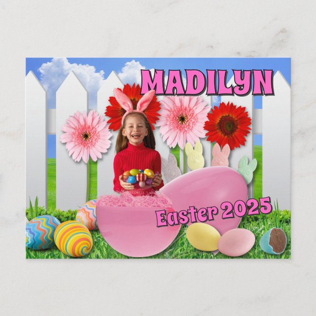 Easter Photo Postcard Chicks Floral (Front)