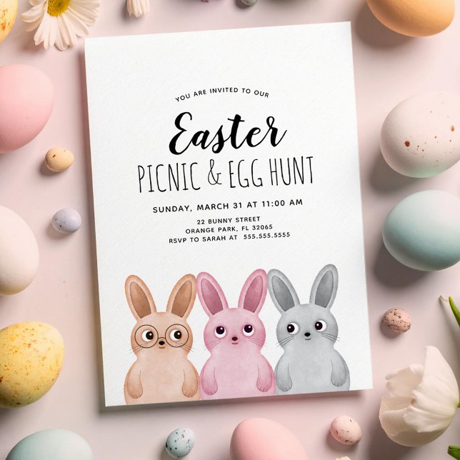 Easter Picnic and Egg Hunt with Bunnies Invitation (Creator Uploaded)