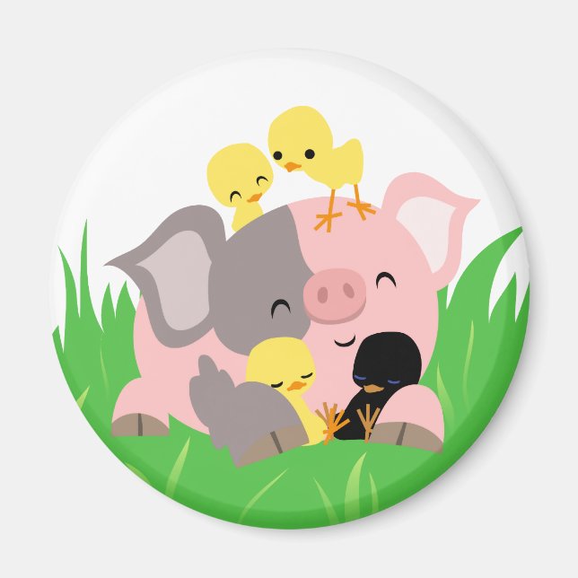 Easter pig and chicks magnet (Front)