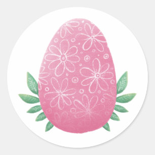 Easter pink egg. Spring holiday. Cute botanical Classic Round Sticker