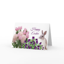 Easter Pink Purple Floral Rabbit Spring